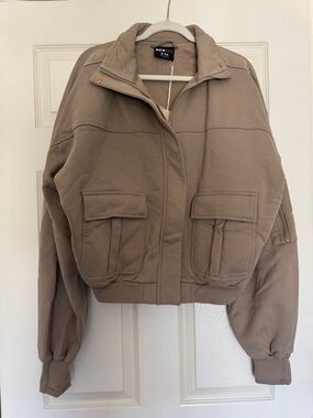 Popflex Taupe Utility Bomber Jacket NWT